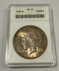 1928 Peace Dollar, ANAC MS63, Scarce  Date & Grade in Soapbox Holder