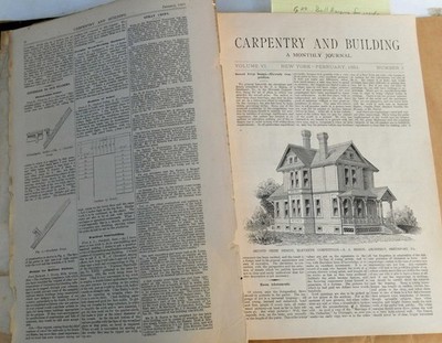 1884 and 1885 Carpentry and Building magazine in bound volume