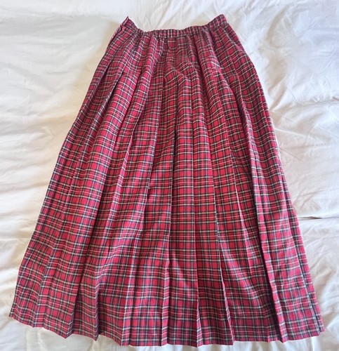 Susan Bristol Pleated Red Plaid Ankle Length Skirt Size 8 - Picture 4 of 5
