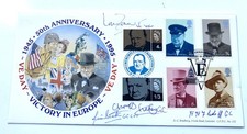 WW2 rare Churchill FDC signed 3 George Cross winners and Ian Fraser VC