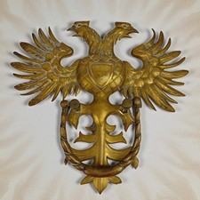 Antique Large 2 Headed Eagle Solid Brass Door Knocker Russian Austrian Masonic 