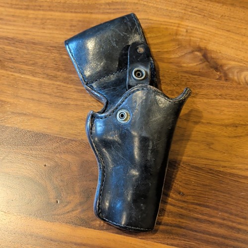 Black Leather Security/Duty Handgun Belt Holster - Holsters