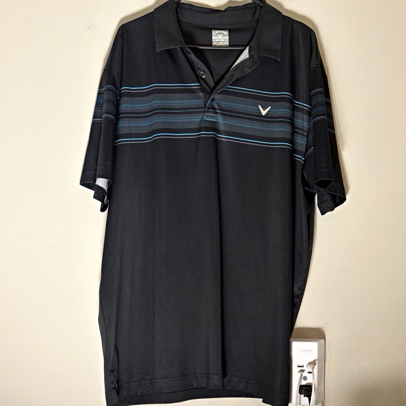 Callaway Opti-Dri Men’s 2XL Black Striped Polo Short Sleeve Moisture Wicking