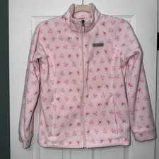 Columbia Girl s Zip Up Pink Fleece Jacket Size Large 14/16