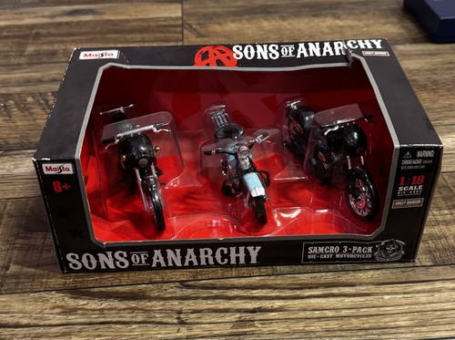 Maisto Sons of Anarchy 1:18 Samcro 3-Pack Diecast Motorcycles in Damaged Box