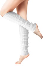 Leg Warmers for Women Winter, 1 Pair of White Leg Warmers 80s Cable Knit/Thig...