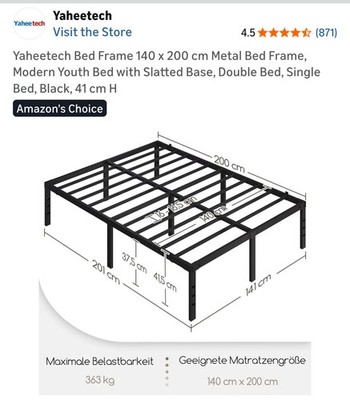 Metallbettgestell | Metal bed frame 140*200, Stabil Und Modernes Deign