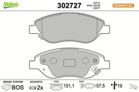 Valeo Bremsbelagsatz Scheibenbremse Essential 302727 FüR Fiat Tipo 357HXN1A 357