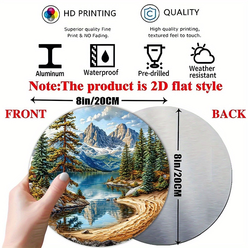 Serene Lake Mountain Pine Trees Aluminum Foil Wall Art