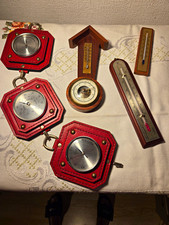 Konvolut analoge Barometer & Thermometer Meteorologie Holzgeh&auml;use, mehrere