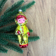 Antique Vintage Soviet USSR Glass Xmas Christmas Ornament - Space Cosmonaut
