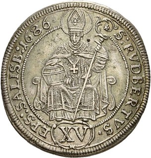 Künker: RDR Max Gandolph 15 Kreuzer 1686 Silber