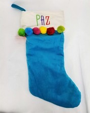 Holiday Stocking PAZ Peace in Spanish 19" Xmas Light Blue Target Espanol