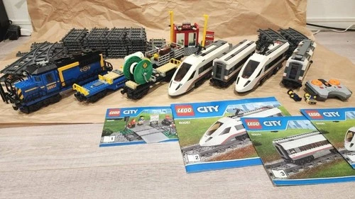 LEGO City Cargo Train 60052 High-speed Passenger Train 60051 Set Used W/Manuals