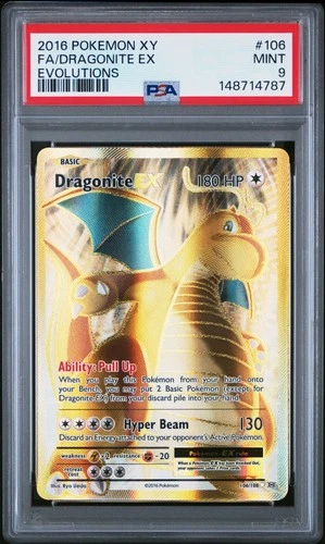 2016 POKEMON XY EVOLUTIONS #106 FULL ART/DRAGONITE EX PSA 9