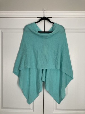 Claudia Nichole Cashmere Drapped Topper Poncho Womens OS Preppy Hawaiian Blue