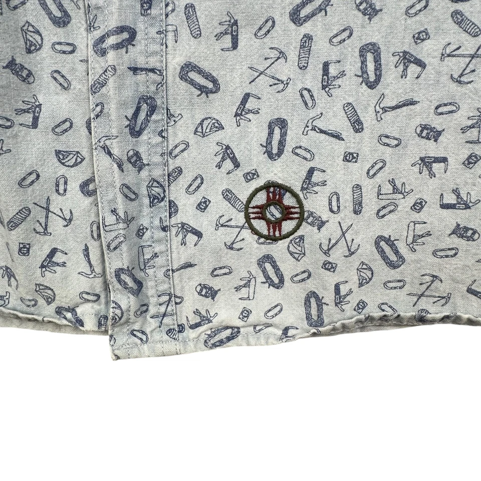 Jansport Shirt Mens Large Blue Button Up Short Sleeve Outdoor Climbing Print - Image 3 of 4