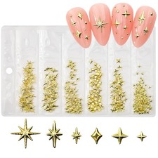 200Pcs Star Nail Charms for Nails Art 3D Gold Star Nail Charms Metallic Studs