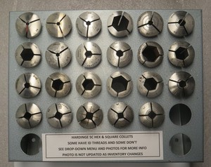 5C HEX, SQUARE & RECTANGLE COLLETS - MADE BY HARDINGE & OTHERS - RACK 1