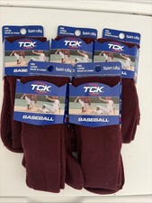 Nowe 5 par skarpet baseballowych/softballowych Twin City (TCK), DUŻE bordowe, OBR