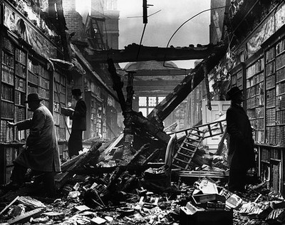 Holland House Library is left roofless following an air raid ca 19- Old Photo