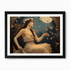 Art Print of a Girl in Art Nouveau  Framed Wall Art Poster Canvas Print Picture