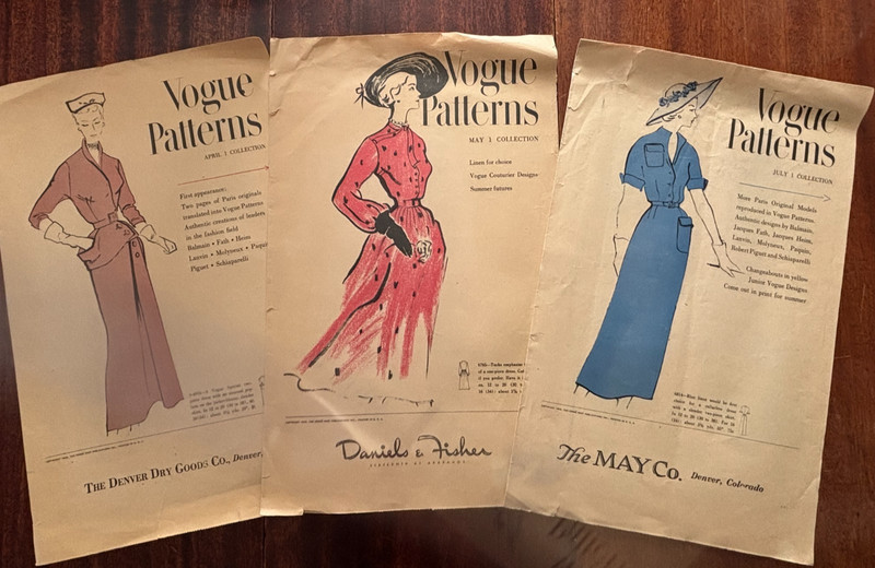 Vogue Patterns Collection pamplets, April, May, July - 1949