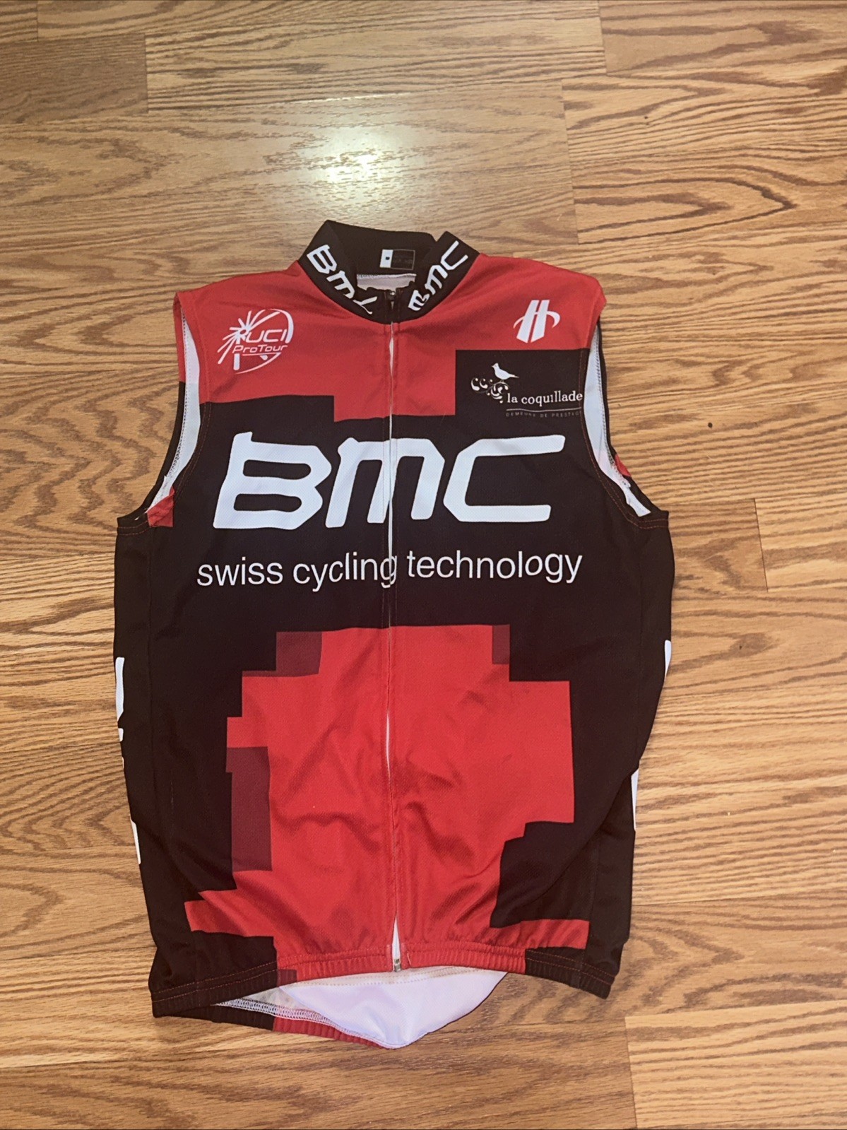 BMC Hincapie Team Cycling Jersey Red Black Full Zip Sleevele