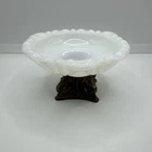 Vintage Milk Glass  Soap Dish Jewelry Holder On Pedestal