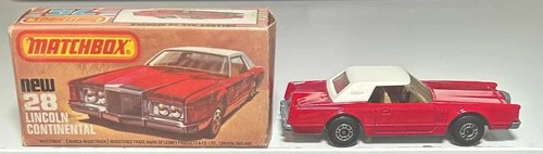 Matchbox Lesney #28 Red Lincoln Continental With Box