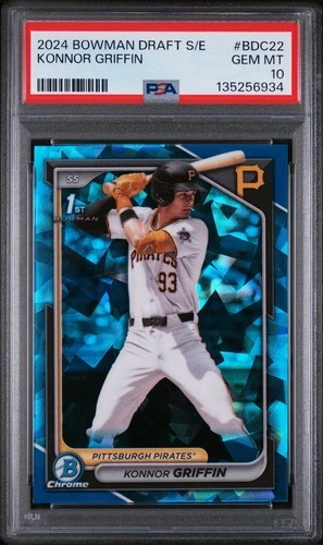 KONNOR GRIFFIN 2024 BOWMAN CHROME DRAFT SAPPHIRE PSA 10 1st RC #BDC-22 PIRATES