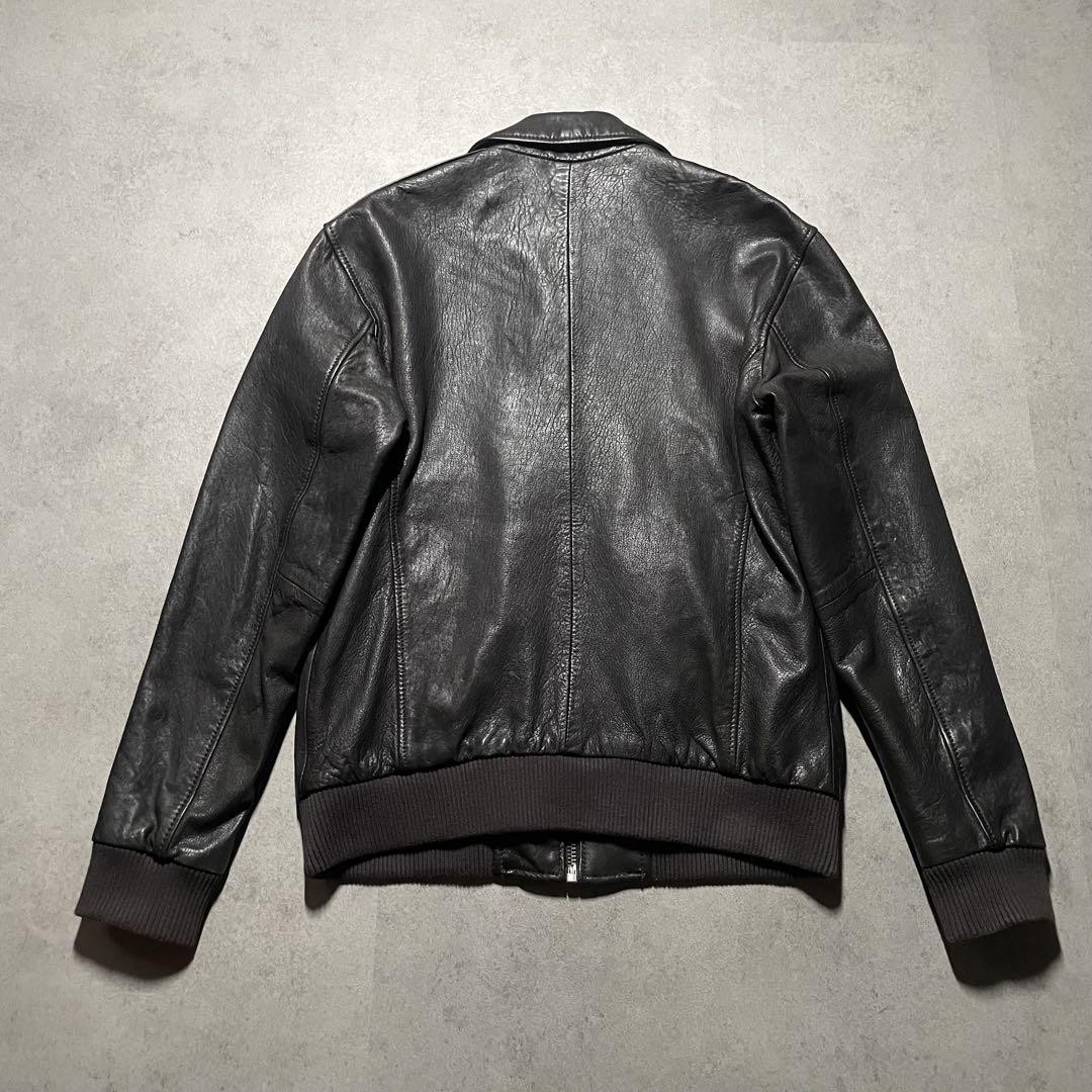 希少　ザラ　羊革 フライトジャケット レザージャケット A-2 ダークブラウン 希少【ZARA】レザー 牛革/オーバーサイズ/A-2 短丈 フライト