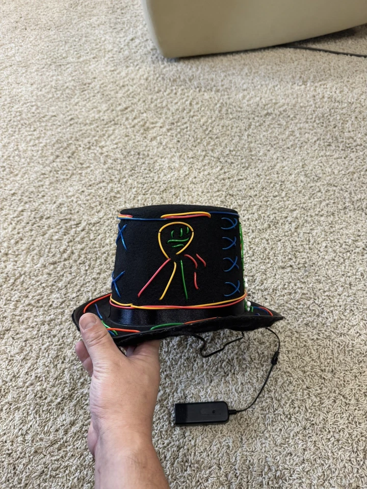 Шляпа Voodoo King неоновая светодиодная проводная подсветка головной убор для Хэллоуина и вечеринок - Изображение 4 из 4