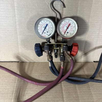 #ad VTG Jamp;B Industries HVAC Manifold Gauge 2 Valve Set with Hoses R 22 R 12 R 502 $24.98