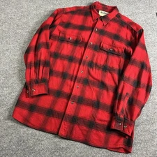 Stormy Kromer Shirt Mens XL Red Plaid Flannel Button Front Made USA Long Sleeve