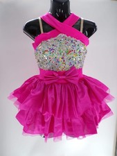 Dance Costume Curtain Call E1787 XL Adult Pink Jazz Tap Sequin Ruffle Tutu Bow