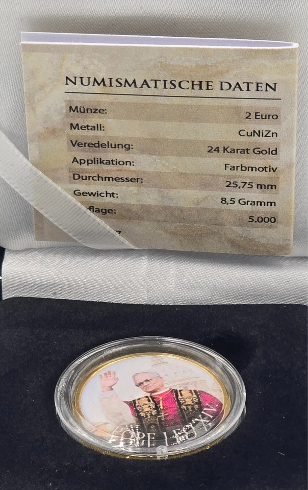 Pope Leo XIV 2 euro 2025 Gold Gilded color Coin - Image 4 of 4