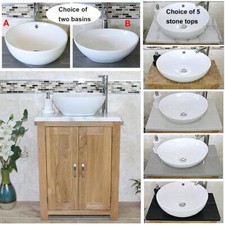 Badezimmer-Waschtischunterschrank aus massiver Eiche | Badezimmer Slimline-Unterschrank aus Stein inkl.