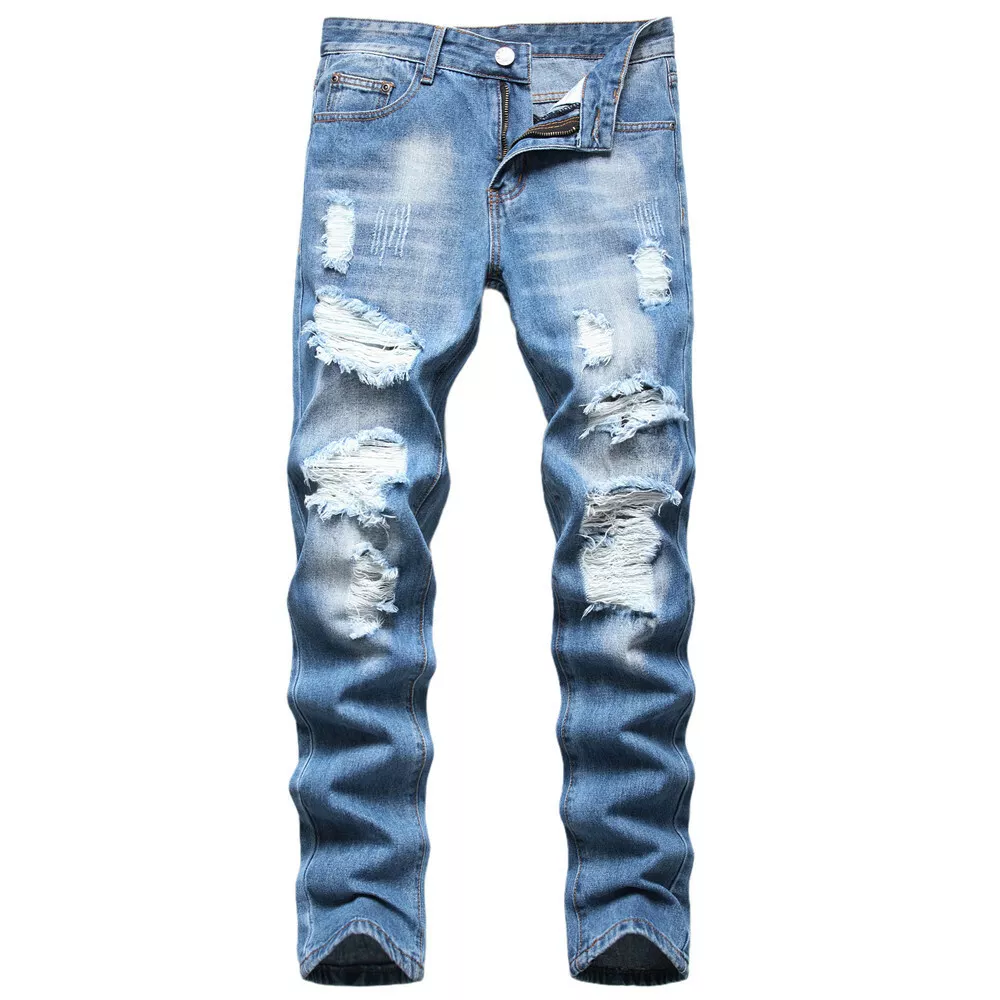 Light blue cheap mens jeans slim