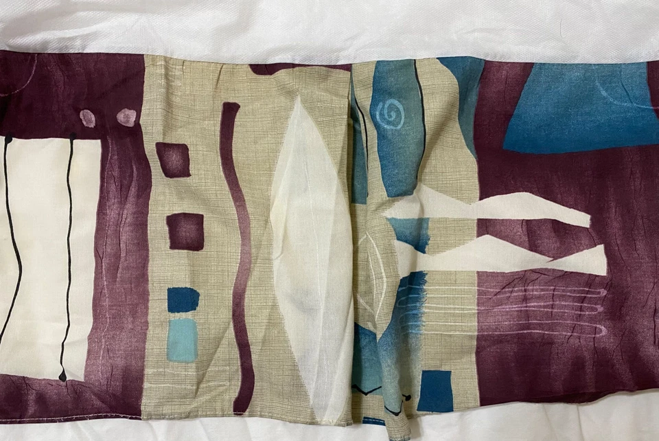 Винтажная юбка для кровати Dan River королевская геометрическая абстрактная 13 дюймов плиссированная 80-е 90-е - Изображение 2 из 4