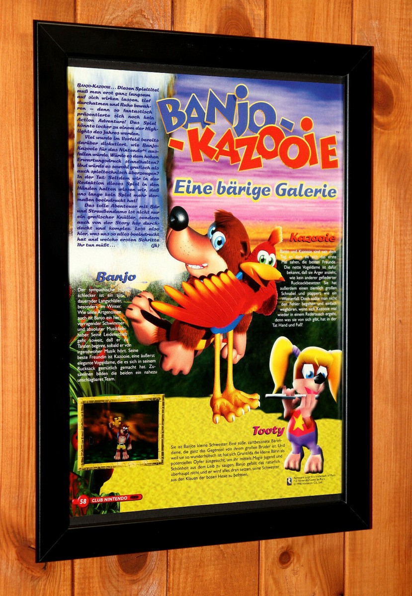 1998 Banjo-Kazooie Nintendo 64 N64 Vinatge Small Promo Poster / Ad