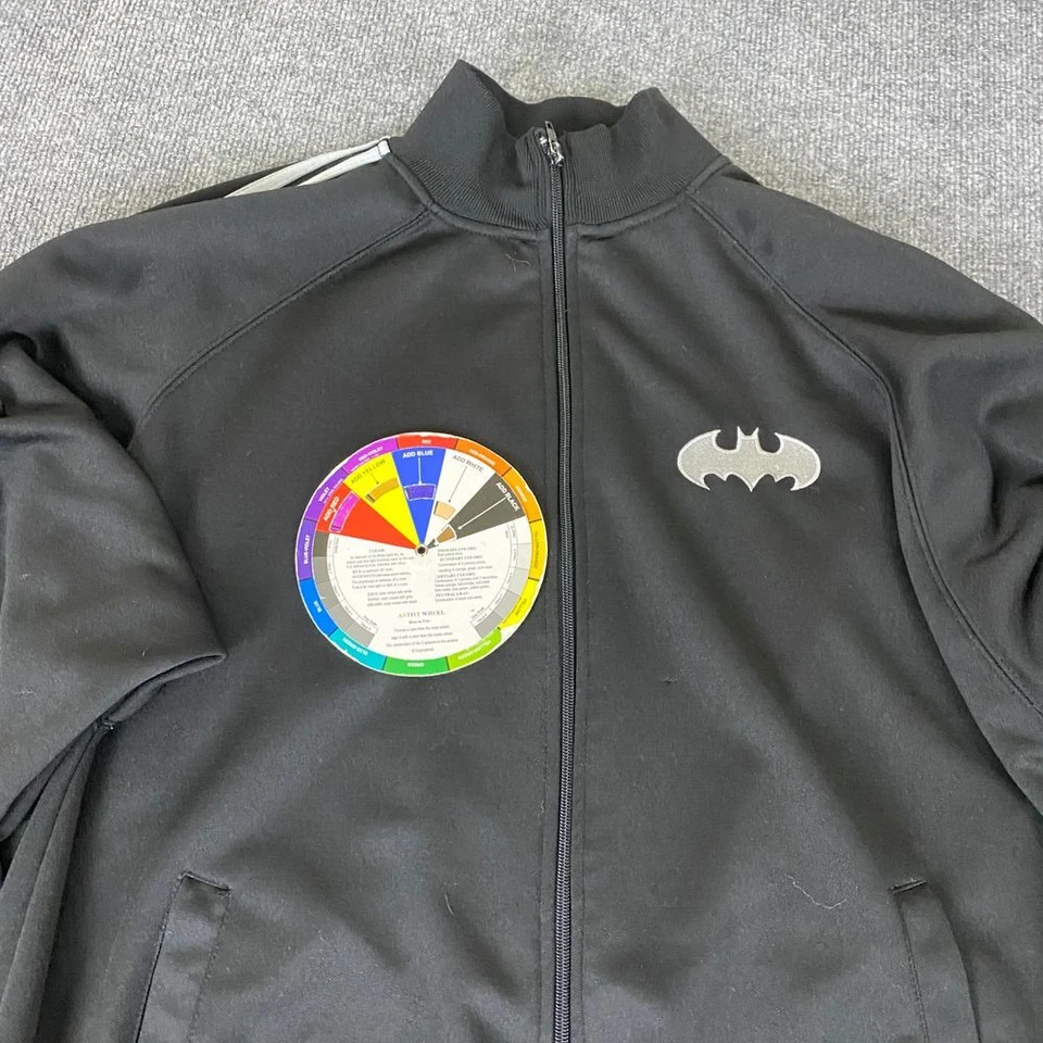 Chaqueta deportiva con cremallera completa con logotipo de Batman de DC Comics 2XL de superhéroe defectuosa* Foto 3 de 4