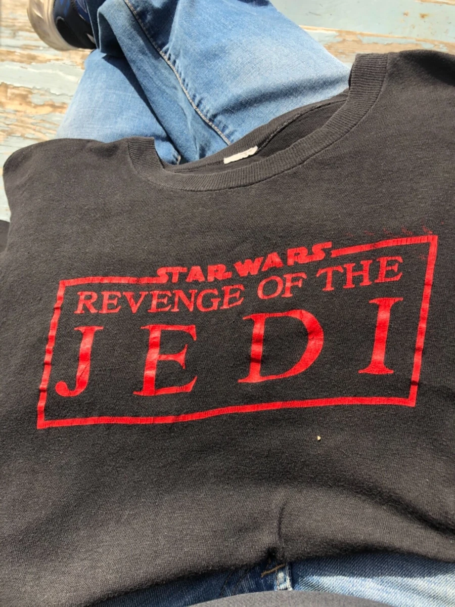 RARE vintage STAR WARS REVENGE OF THE JEDI T SHIRT L Black 21.5