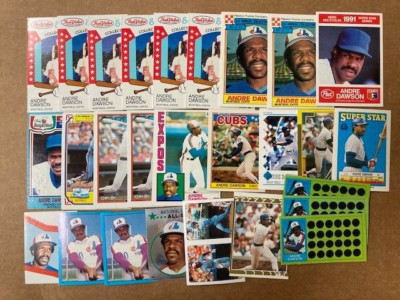 Andre Dawson Oddball Lot of 27 w/many Dupes Cards/Stickers/OPC
