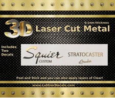 Squier Stratocaster Guitar Decal 3d metal Headstock Restoration Sticker m89b