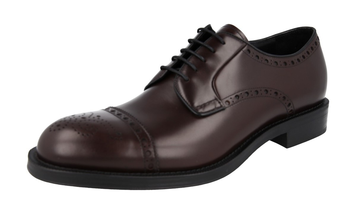 Prada toe cap Derby shoes PRADA Leather Cap Toe Derby Dress Shoes - 2EC122 - Brown  main image 2