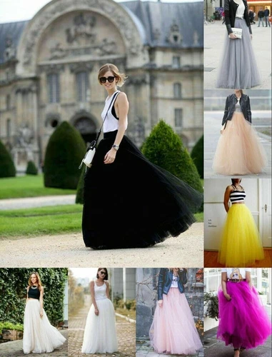 5 Layer Tulle Long Skirt Tutu Women Maxi Wedding Skirts Party Prom Underskirt 11 - Picture 3 of 39