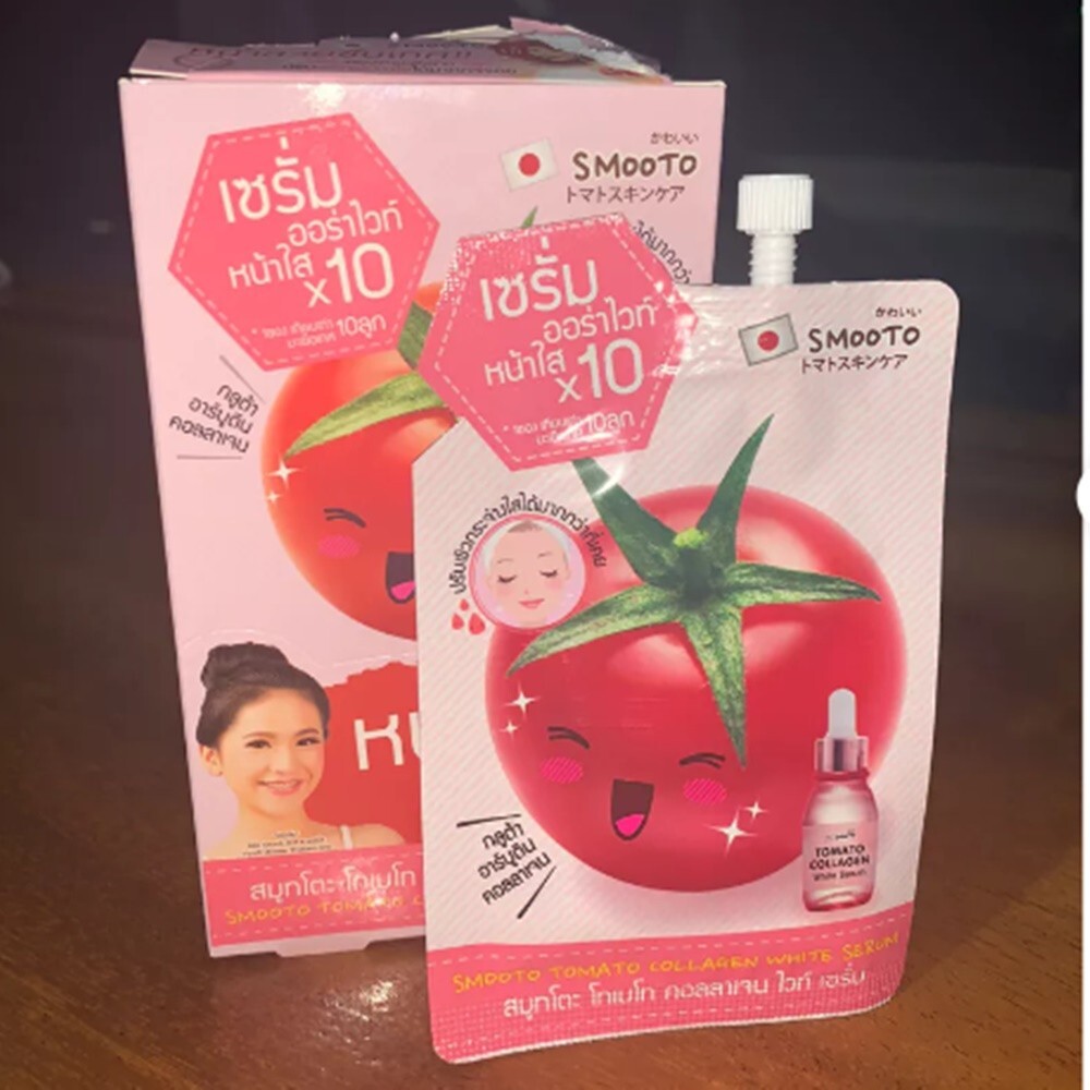 1 Box(6x10g)Smooto Tomato Collagen White Serum Radiant Clear