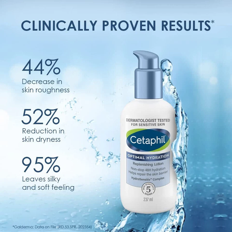 Cetaphil Optimal Hydration Replenishing Body Lotion 237ml Lightweight & non-gr - image 3 of 4