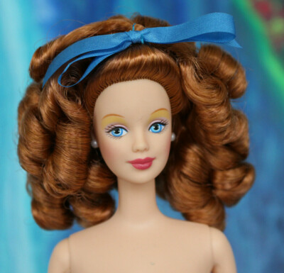 Nude red head Barbie ginger RINGLETS curls curly hair blue eyes TNT DBox4 OOAK